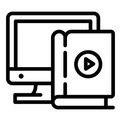 Interactive book icon. Outline interactive book vector icon for web design isolated on white background