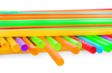 Straw multi color isolated on white background