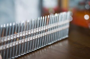 nails in a row close-up