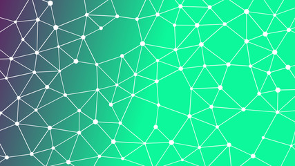 Abstractly connected points on colorful background, technology abstract background. Technology Concept, LowPoly, Polygons, Triangles, Network, Social Network, IOT, Internet