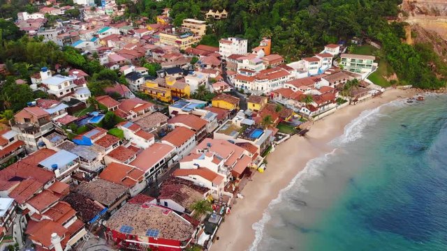 Morro de S&atilde;o Paulo close to the beach Drone moving down 4k