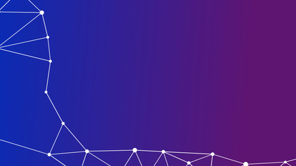 Abstractly connected points on colorful background, technology abstract background. Technology Concept, LowPoly, Polygons, Triangles, Network, Social Network, IOT, Internet