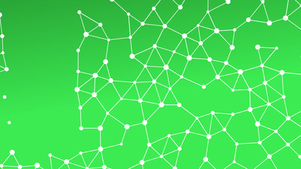 Abstrakt verbundene Punkte auf mehrfarbigem Hintergrund, technisch abstrakter Hintergrund. Technologiekonzept, LowPoly, Polygone, Dreiecke, Netzwerk, Soziales Netzwerk, IOT, Internet