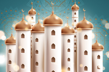 Golden mosque on blue