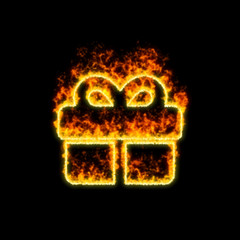 The symbol gift burns in red fire