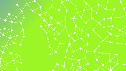 Abstrakt verbundene Punkte auf mehrfarbigem Hintergrund, technisch abstrakter Hintergrund. Technologiekonzept, LowPoly, Polygone, Dreiecke, Netzwerk, Soziales Netzwerk, IOT, Internet