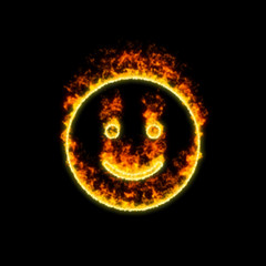 Fototapeta premium The symbol smile burns in red fire