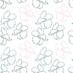 floral seamless pattern with hibiscus tropical flower in line art style