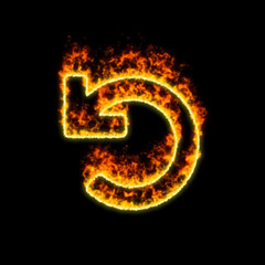 The symbol undo burns in red fire