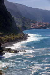 View of the Northern coastline of Madeira, Portugal, in the Sao Vicente area