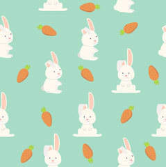 Flat Funny  bunny seamless pattern