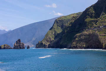 Coastline in Porto Moniz on Madeira Island. Portugal