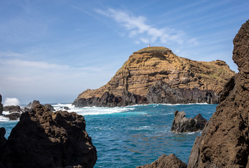 Fototapeta na wymiar Coastline in Porto Moniz on Madeira Island. Portugal