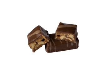 Chocolate candys isolated on white background.