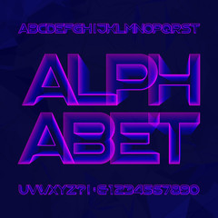 Abstract alphabet font. Uppercase letters and numbers in 80s style. Vector typeface for your typography design.