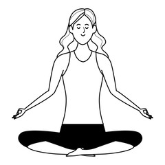 woman yoga pose black and white