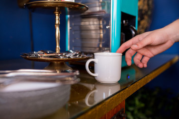 Close-up coffee cup at home