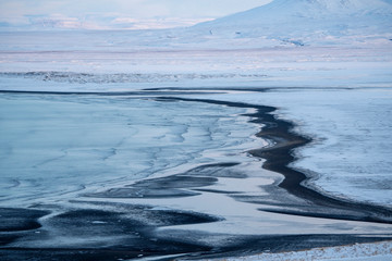 Winter in Iceland, a sea cove in the north.