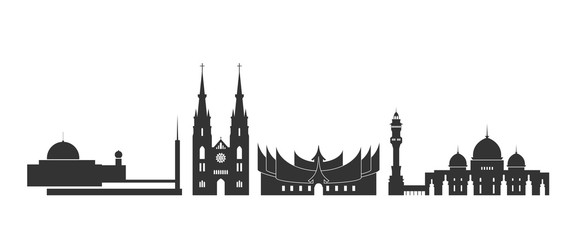 Naklejka premium Indonesia logo. Isolated Indonesian architecture on white background 