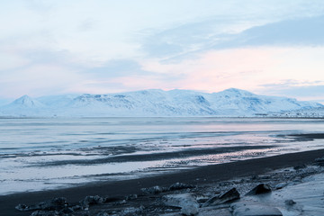 Winter in Iceland, a sea cove in the north.