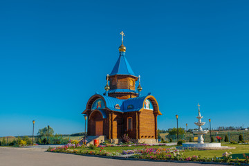 Holy Trinity Church in the village of Tashla, Russia. Wooden temple.
