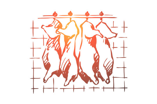 hanging meat orange sketch butcher shop clip art preview