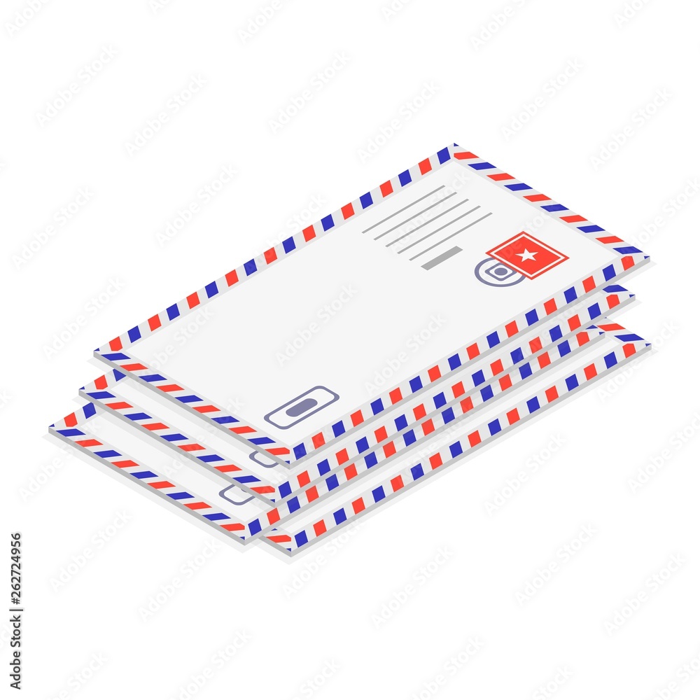 Poster stack of envelope icon. isometric of stack of envelope vector icon for web design isolated on white 