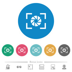 Camera aperture setting flat round icons