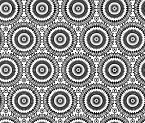 black and white seamless pattern in ethnic style, the basis is taken openwork round ornament