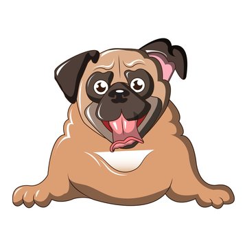 Pug dog icon. Cartoon of pug dog vector icon for web design isolated on white background