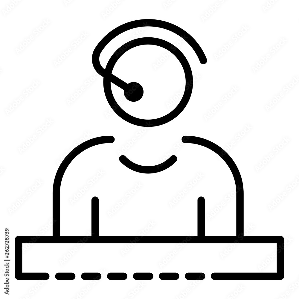 Poster call center support icon. outline call center support vector icon for web design isolated on white b