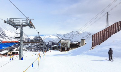 Winter landscape in Alps, Courmayeur, Aosta Valley, Italy - obrazy, fototapety, plakaty