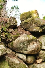 Stacked rocks in a Leafy garden in Sintra
