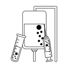 Medical healthcare supplies in black and white
