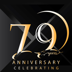 Anniversary 79 years numbers. Poster template for Celebrating 79 years anniversary event party. Vector illustration - Vector