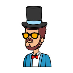 hipster man with sunglasses and elegant hat