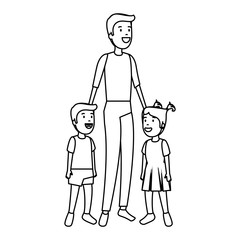 father with son and daughter characters