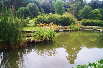 Obraz premium Little lake in the Villa Ventaglio park, Florence, Italy