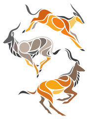 Stylized Antelopes - Eland, Nyala and Kudu