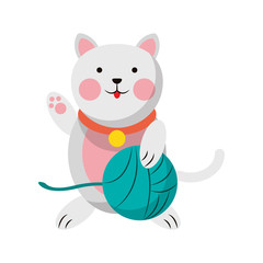 Cat with cloth ball cartoon
