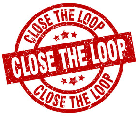 close the loop round red grunge stamp