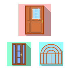 Vector illustration of door and front logo. Set of door and wooden stock vector illustration.