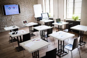 Interior of a modern bright office, classroom