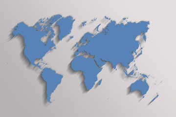 Fototapeta na wymiar blue map of the world on gray background