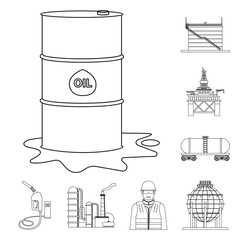 Vector design of oil and gas icon. Collection of oil and petrol stock symbol for web.