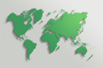 Fototapeta na wymiar green map of the world on gray background