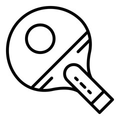 Ball on a table tennis paddle icon. Outline ball on a table tennis paddle vector icon for web design isolated on white background