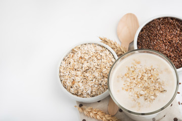 Healthy and vegan food and drink glass