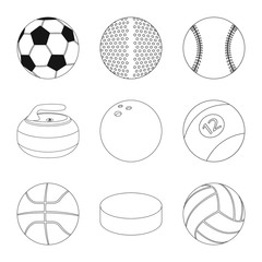 Isolated object of sport and ball symbol. Collection of sport and athletic stock vector illustration.