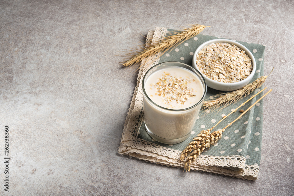 Wall mural a glass of lean oatmeal milk